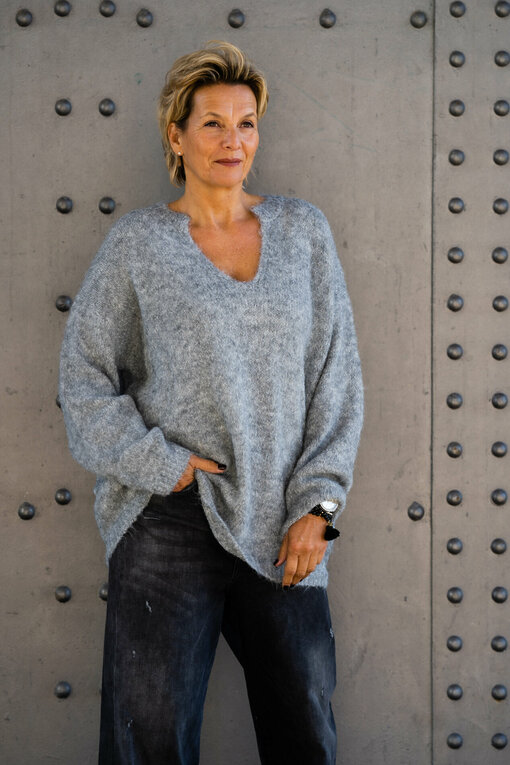 Oversized Strickpullover “CAROLINE” grau (GW229)