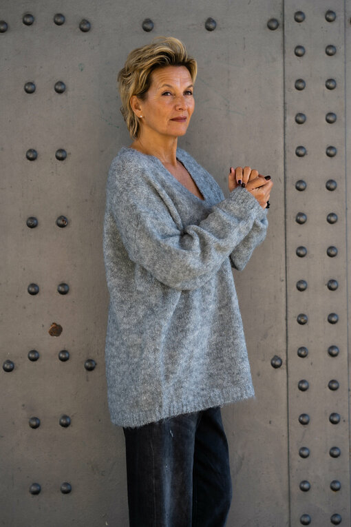 Oversized Strickpullover “CAROLINE” grau (GW229)