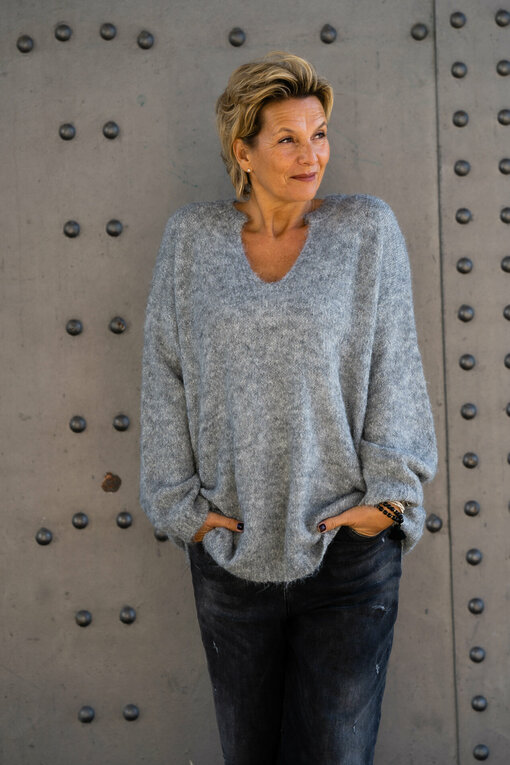 Oversized Strickpullover “CAROLINE” grau (GW229)