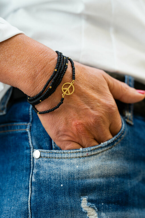 Bracelet "5WRAP SIGN" gold/black (IC32)