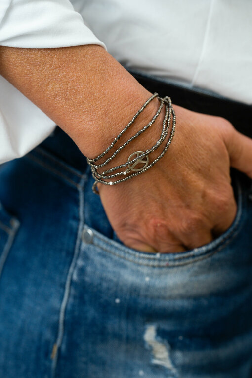 Bracelet "5WRAP SIGN" silver/grey (IC32)