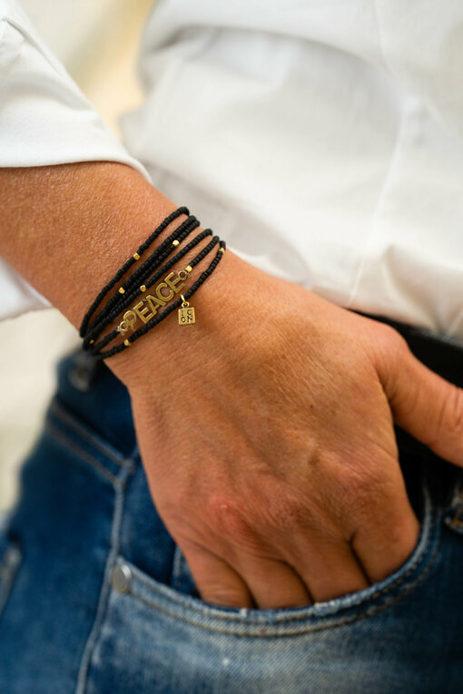 Bracelet "5WRAP PEACE" gold/black (IC46)