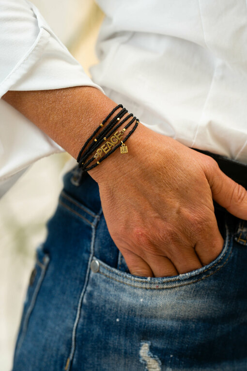 Bracelet "5WRAP PEACE" gold/black (IC46)