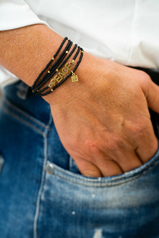 Bracelet "5WRAP PEACE" gold/black (IC46)