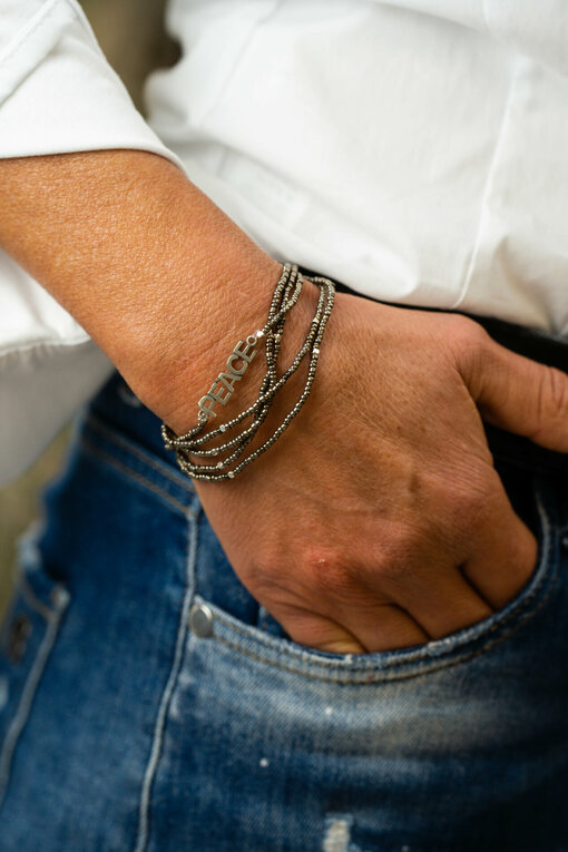 Bracelet "5WRAP PEACE" silver/grey (IC46)