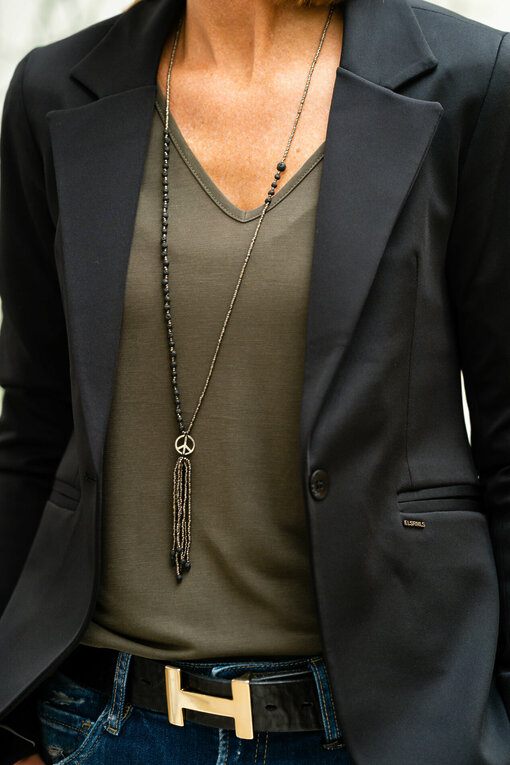 Necklace "PEACE TASSEL" silver/grey (IC34)