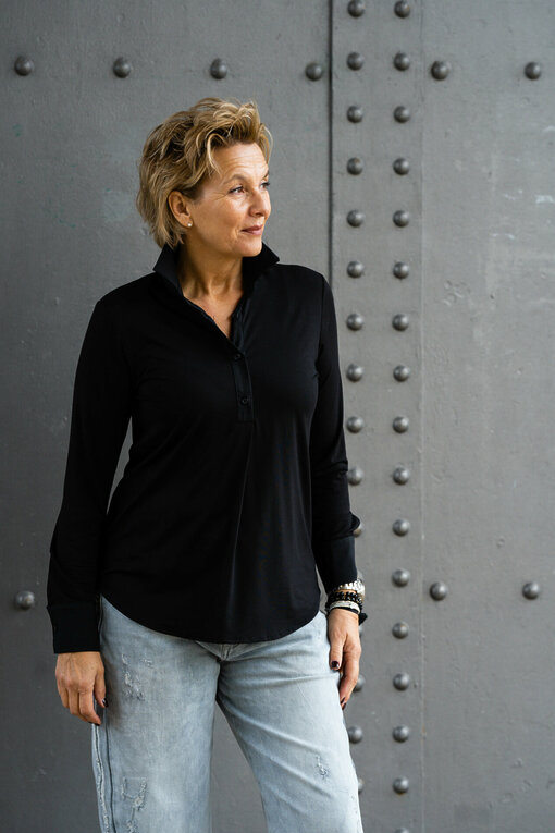 Vollelastisches Blusenshirt “TINA” schwarz (HB11)