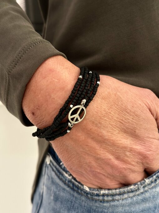 Bracelet "5WRAP SIGN" silver/black (IC32)