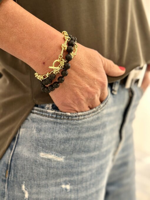 Bracelet/Necklace  "KNOT LAVA 3 WRAP" gold (IC12)