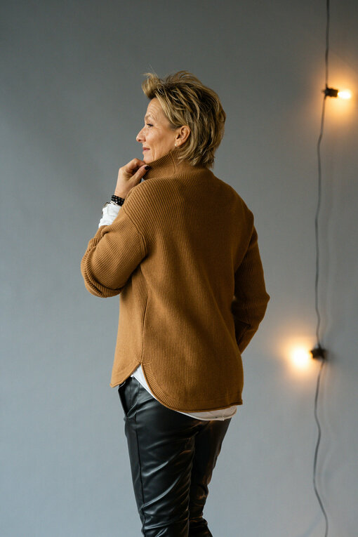 Rippenstrick Pullover “TERESA” caramel (GW235)