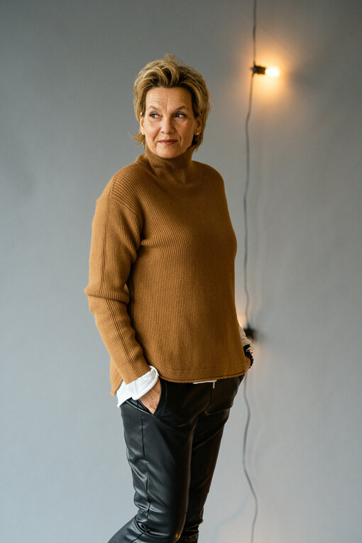 Rippenstrick Pullover “TERESA” caramel (GW235)