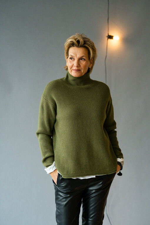 Rippenstrick Pullover “TERESA” khaki (GW235)