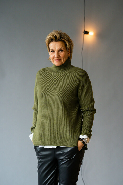 Rippenstrick Pullover “TERESA” khaki (GW235)