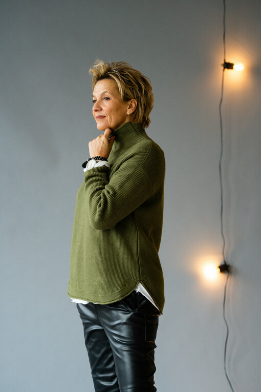 Rippenstrick Pullover “TERESA” khaki (GW235)