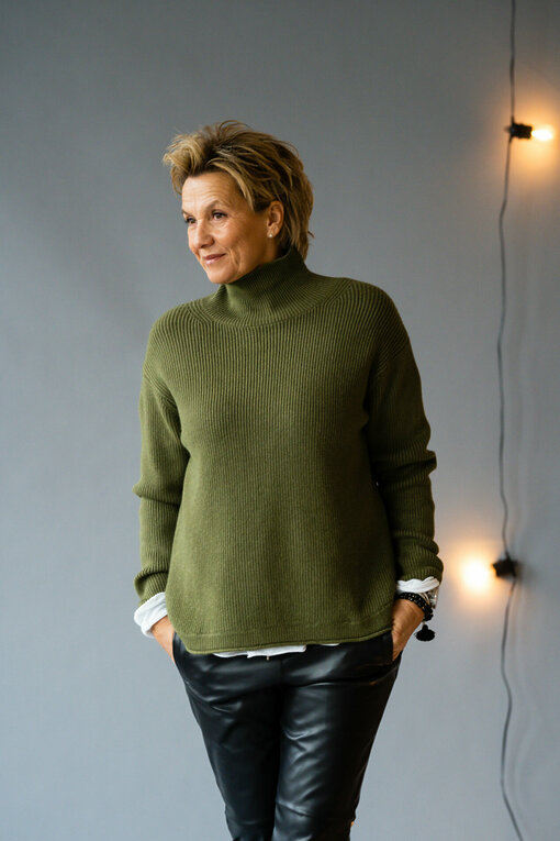 Rippenstrick Pullover “TERESA” khaki (GW235)