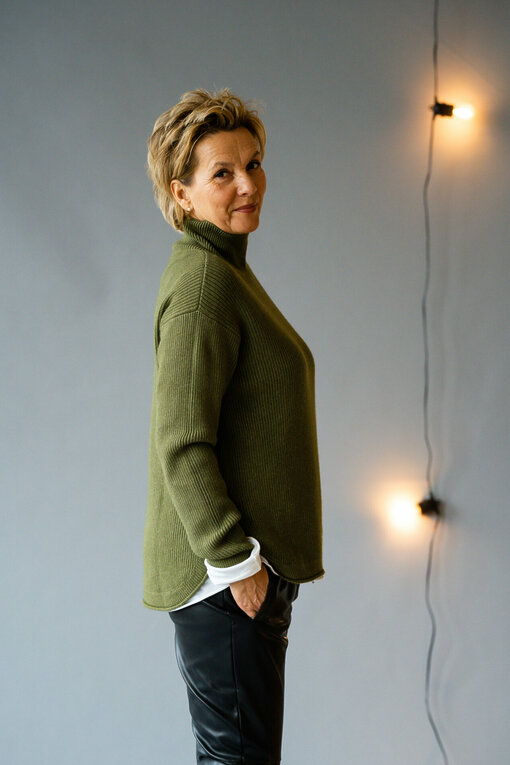 Rippenstrick Pullover “TERESA” khaki (GW235)