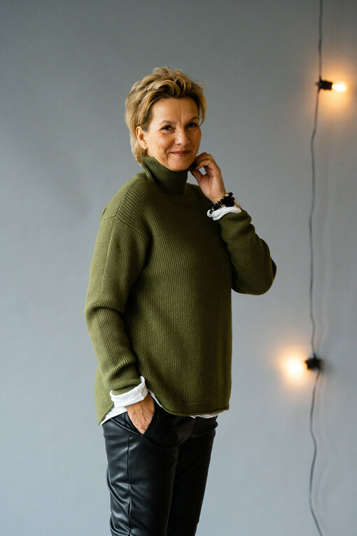 Rippenstrick Pullover “TERESA” khaki (GW235)