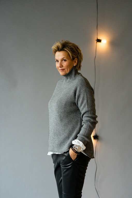 Rippenstrick Pullover “TERESA” dunkelgrau (GW235)