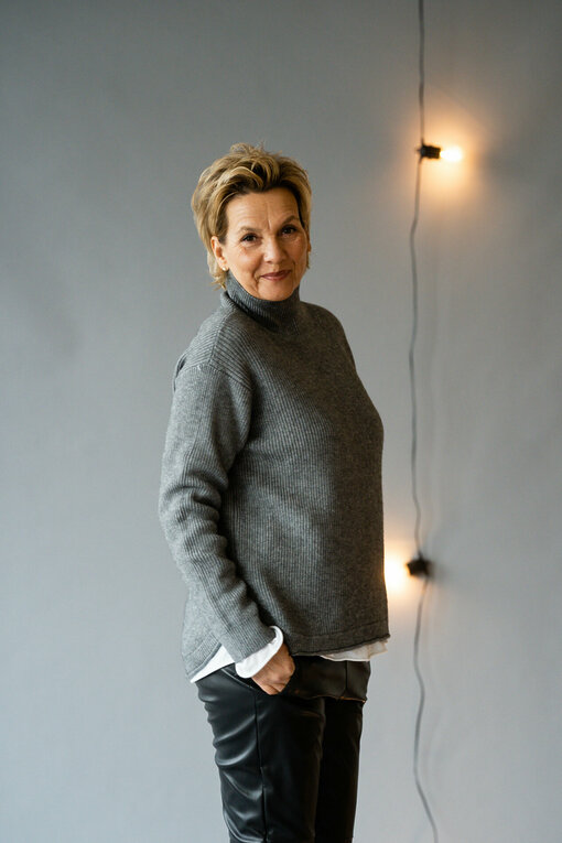 Rippenstrick Pullover “TERESA” dunkelgrau (GW235)