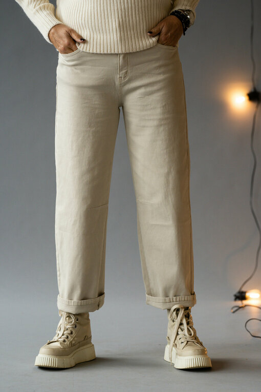 Grobstrickpullover "LEONIA" beige (GW204) / O-Shape Jeans "VIRGINA" beige (H51)