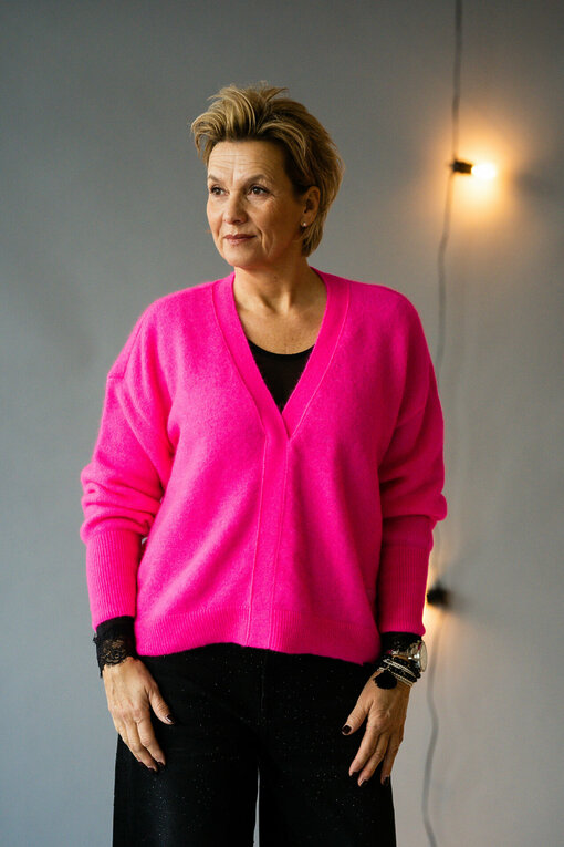 Oversized Strickpullover "AMELIA" neon pink (10D61)