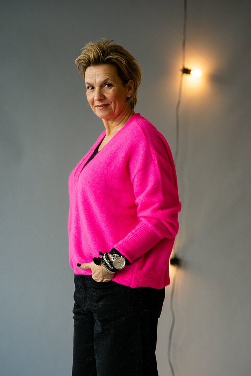 Oversized Strickpullover "AMELIA" neon pink (10D61)