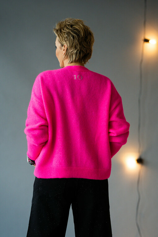 Oversized Strickpullover "AMELIA" neon pink (10D61)