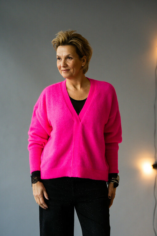 Oversized Strickpullover "AMELIA" neon pink (10D61)