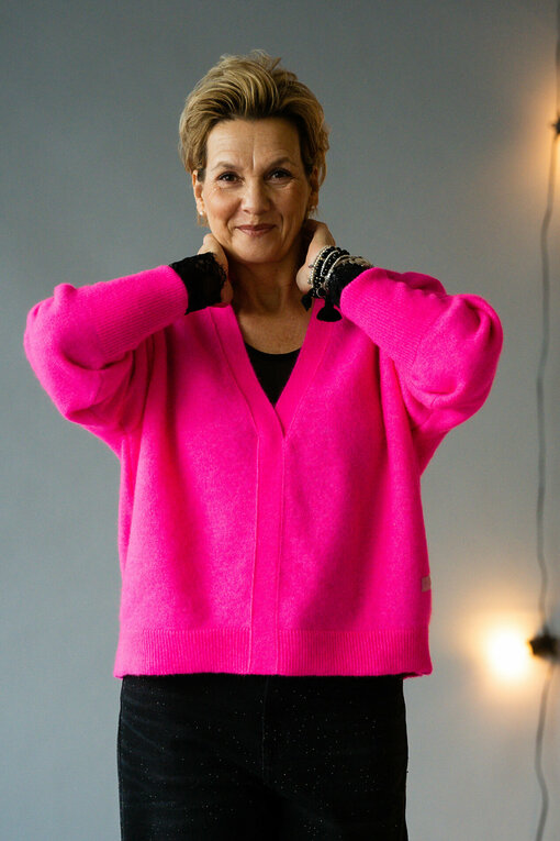 Oversized Strickpullover "AMELIA" neon pink (10D61)