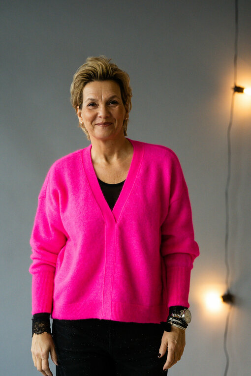 Oversized Strickpullover "AMELIA" neon pink (10D61)