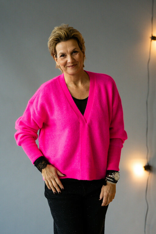 Oversized Strickpullover "AMELIA" neon pink (10D61)