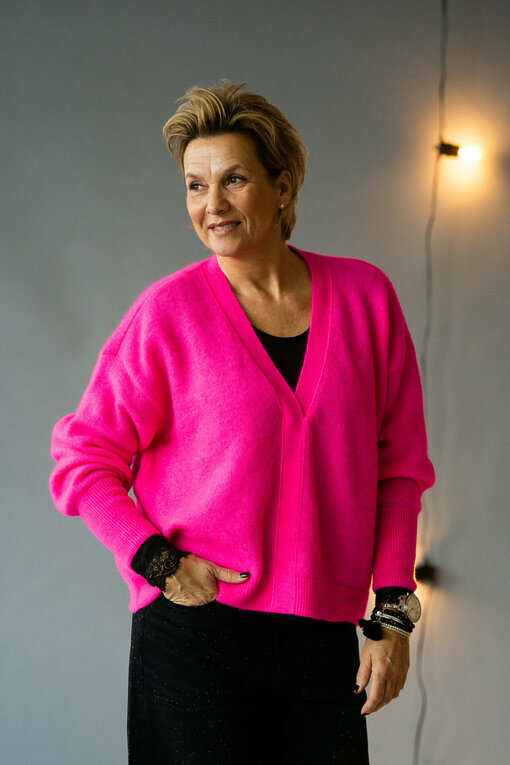 Oversized Strickpullover "AMELIA" neon pink (10D61)