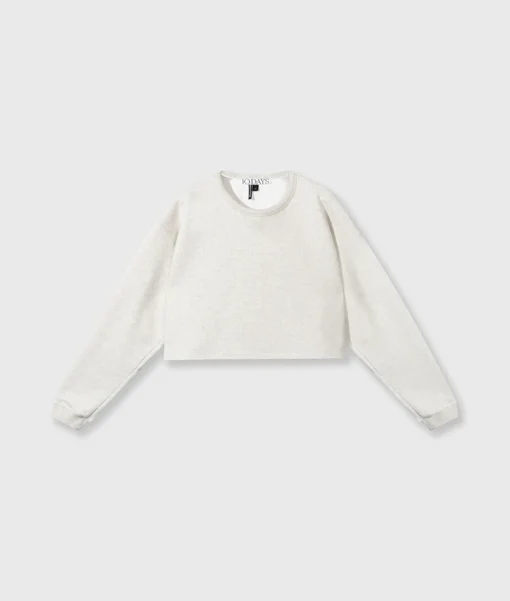 Cropped Sweater "ALICIA" soft white melee (10D46)