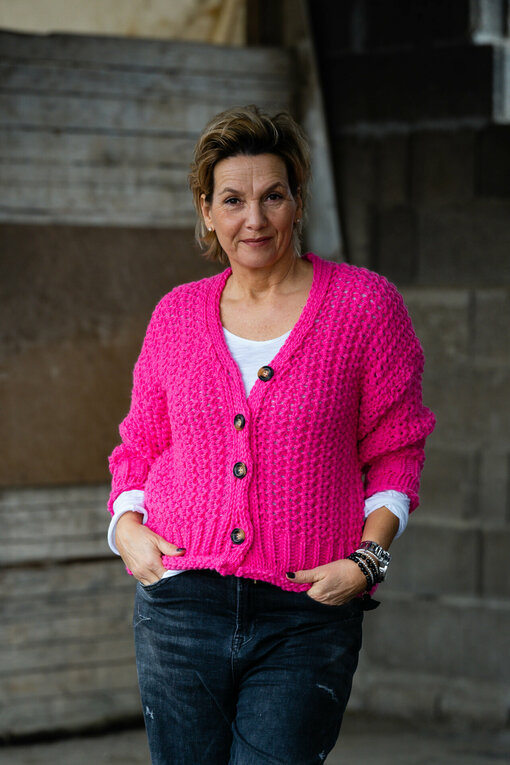 Grobstrick Cardigan "BLESS" pink (GW34)