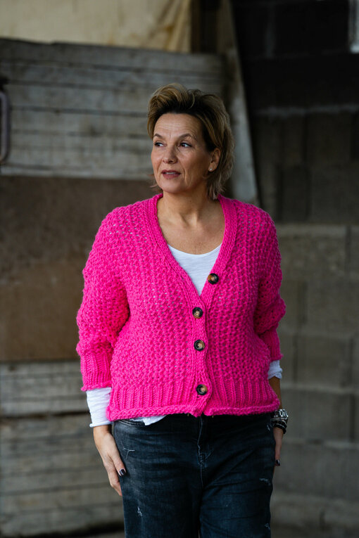 Grobstrick Cardigan "BLESS" pink (GW34)