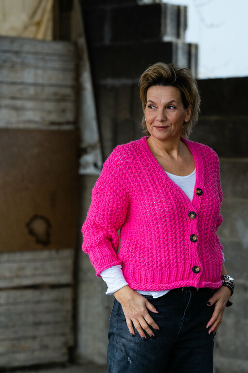 Grobstrick Cardigan "BLESS" pink (GW34)