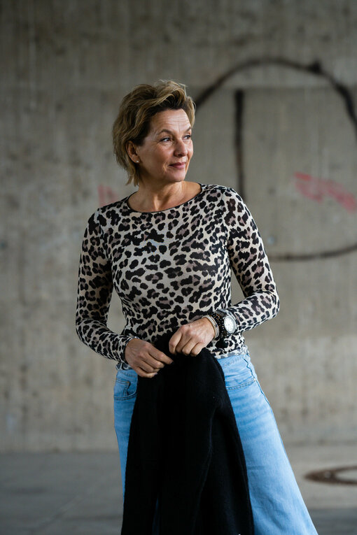 Feines Langarmshirt Leoprint "YAMILE" (GW41)