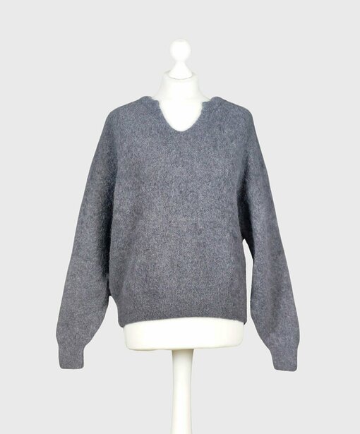 Feinstrick Pullover "GABY" dunkelgrau (GW43)