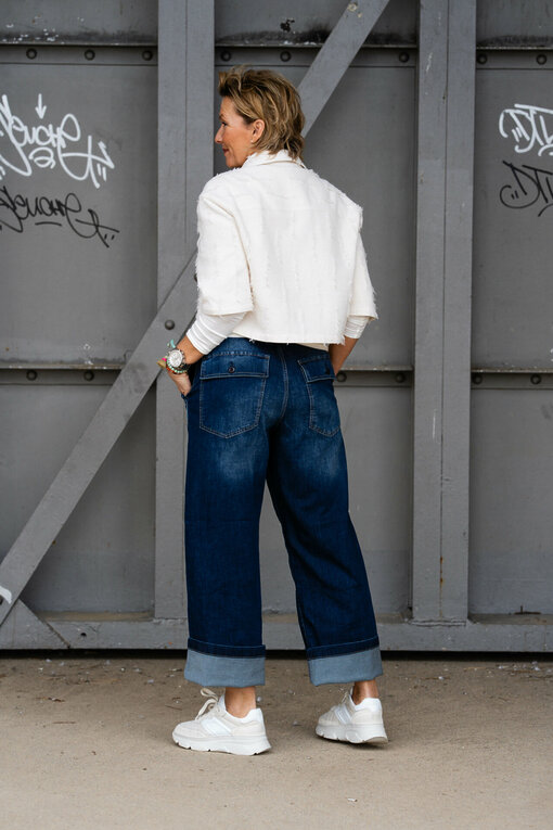 Coole Kurz Jacke "BOY" (MSC10) / Wide Leg Jeans "FATIQUE" - whale (HL38)