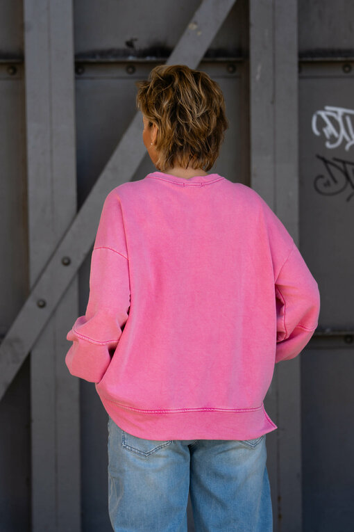 Cooles Sweatshirt "SAMANTHA" pink (GW13)/ Jeans “YOANA” – berry blue (ER17)