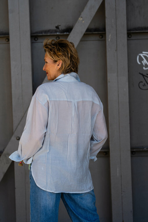 Transparente Bluse "EVELYNE" grau/blau (HB05)