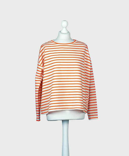 Gestreifter Sweater "SABINA" neon orange/ creme (GW03)